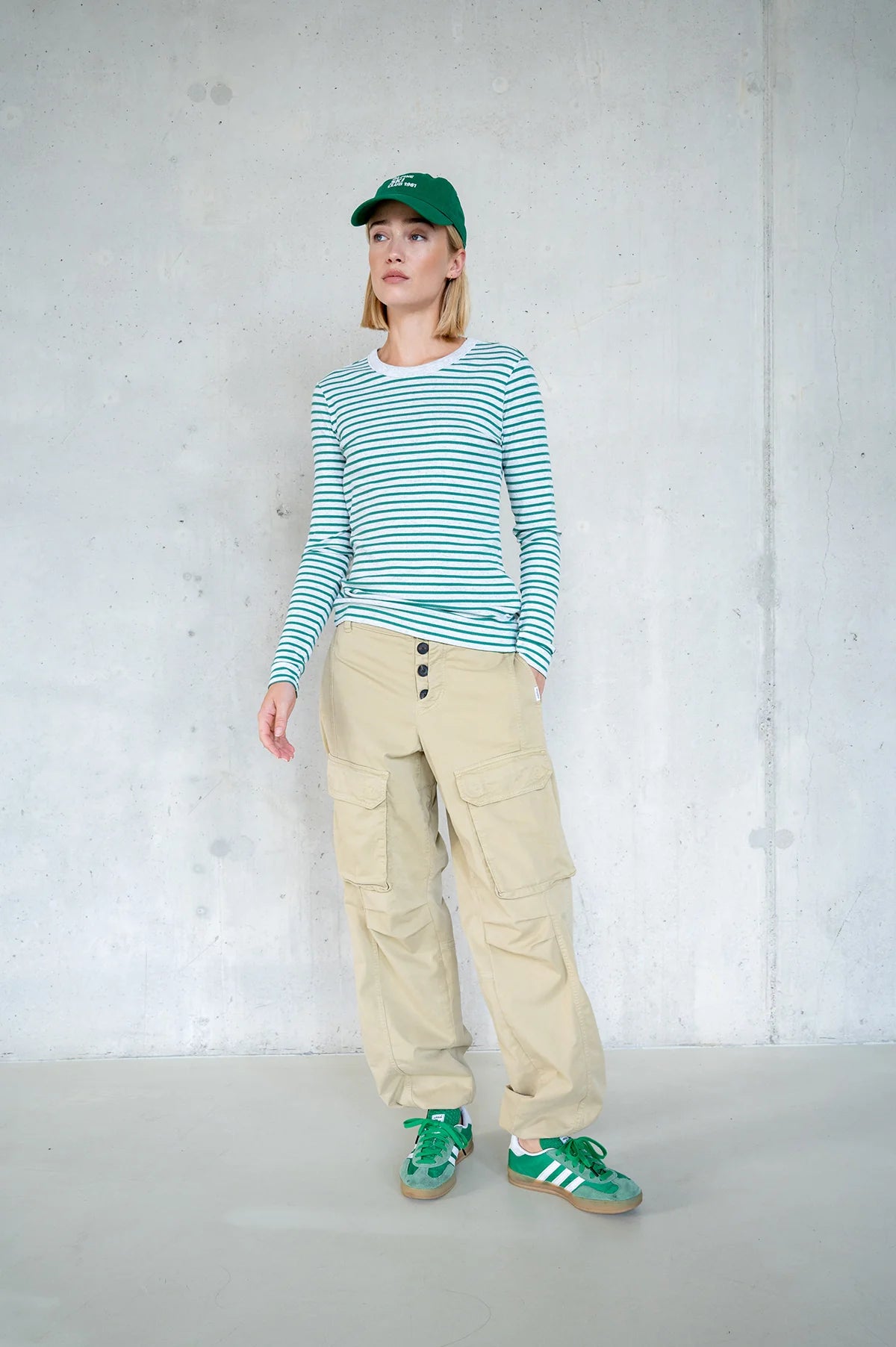 Penn & Ink | Longsleeve Melange Stripe (W25F1762LTD-M) Grey Melange - Green