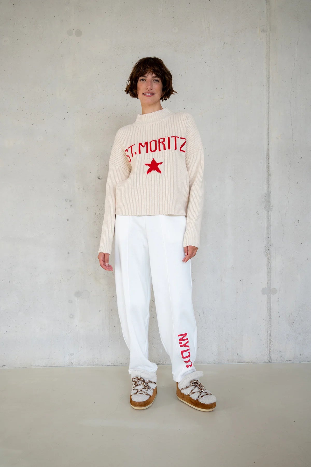 Penn & Ink | Jumper (W25B380LTD) Ecru - Red