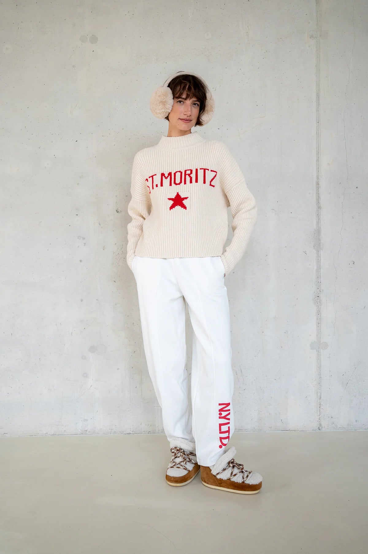 Penn & Ink | Jumper (W25B380LTD) Ecru - Red