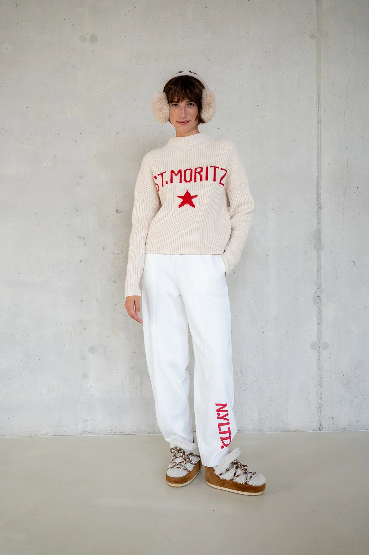 Penn & Ink | Jumper (W25B380LTD) Ecru - Red