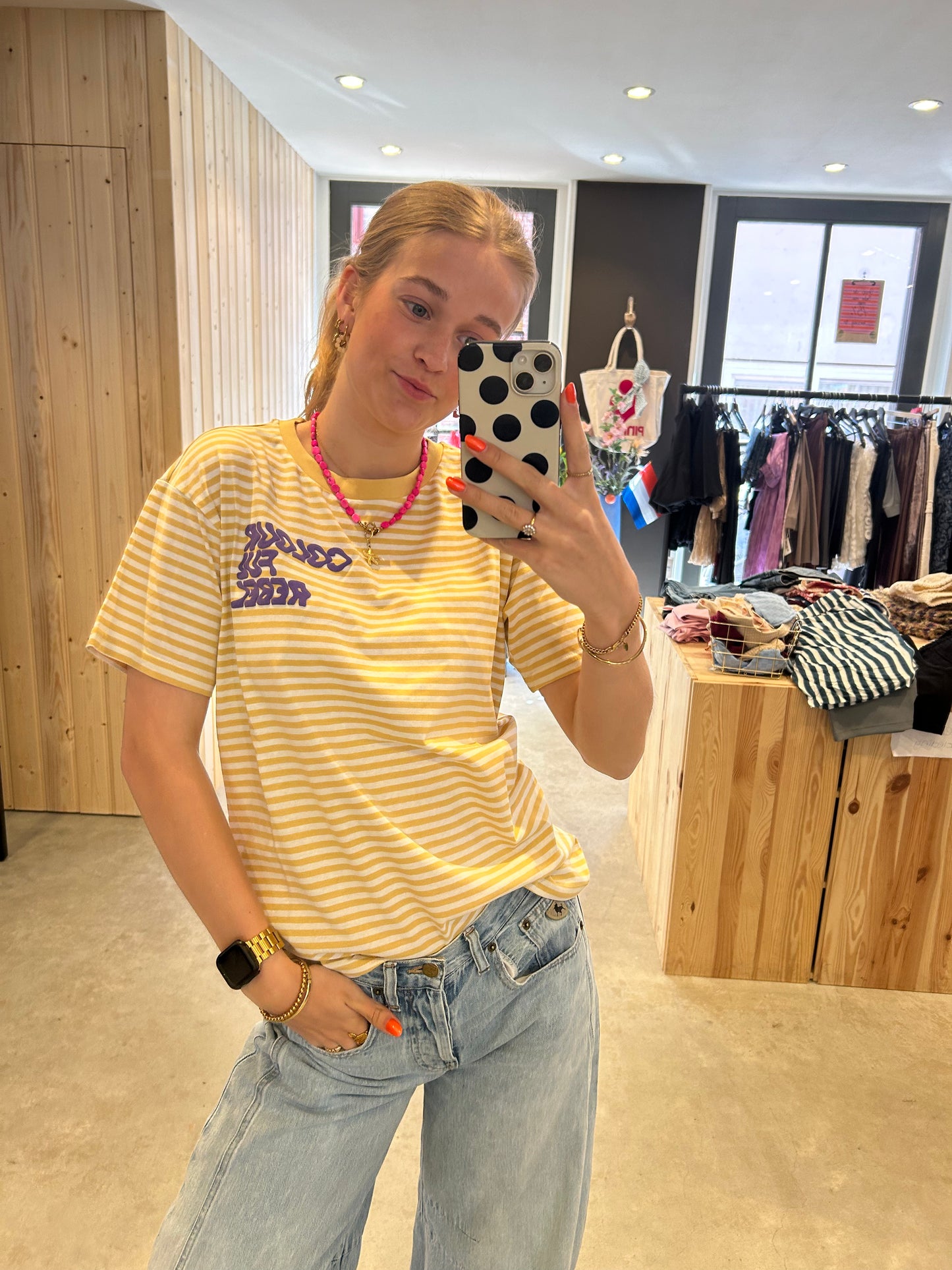 Colourful Rebel || Puff Logo Stripe Loosest Tee - Soft Yellow