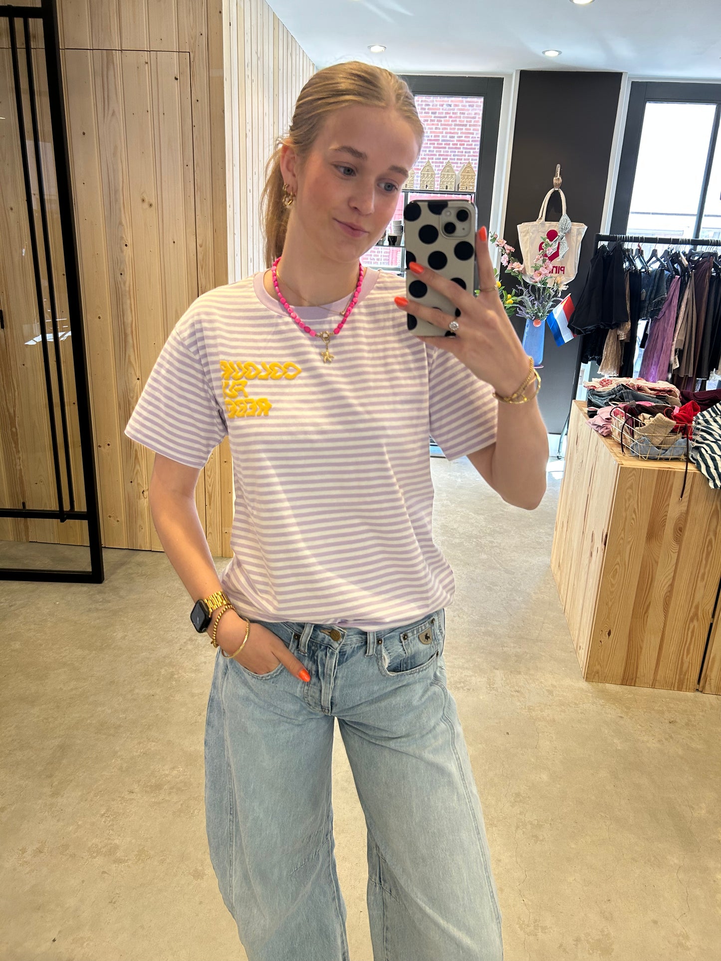 Colourful Rebel || Puff Logo Stripe Loosefit tee - Light Lavender