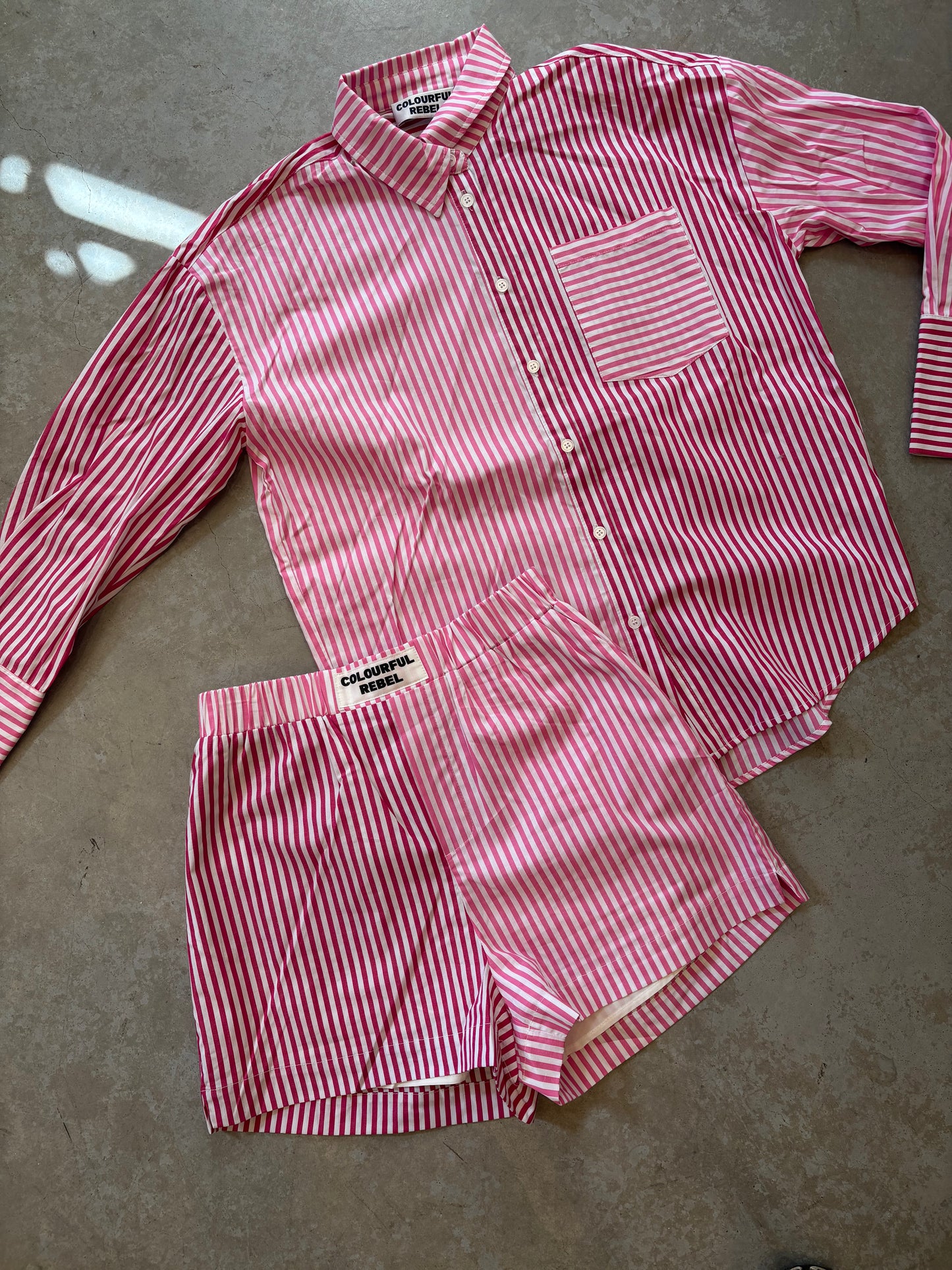 Colourful Rebel | Talia Contrast Stripe Blouse - Light pink