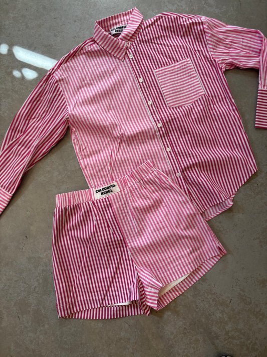 Colourful Rebel | Lyn Contrast Stripe Short - Light Pink