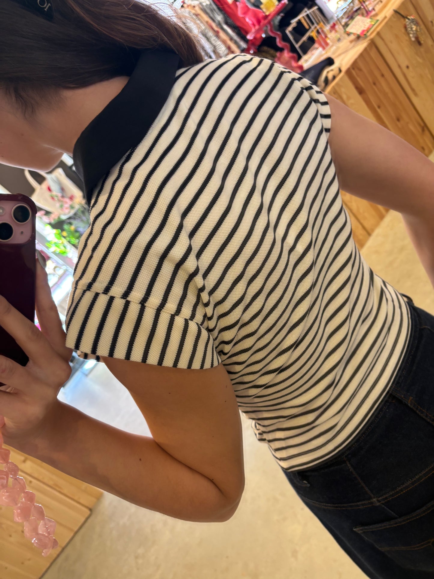 Co'Couture | NormaCC Stripe Polo Top - Black (43024)