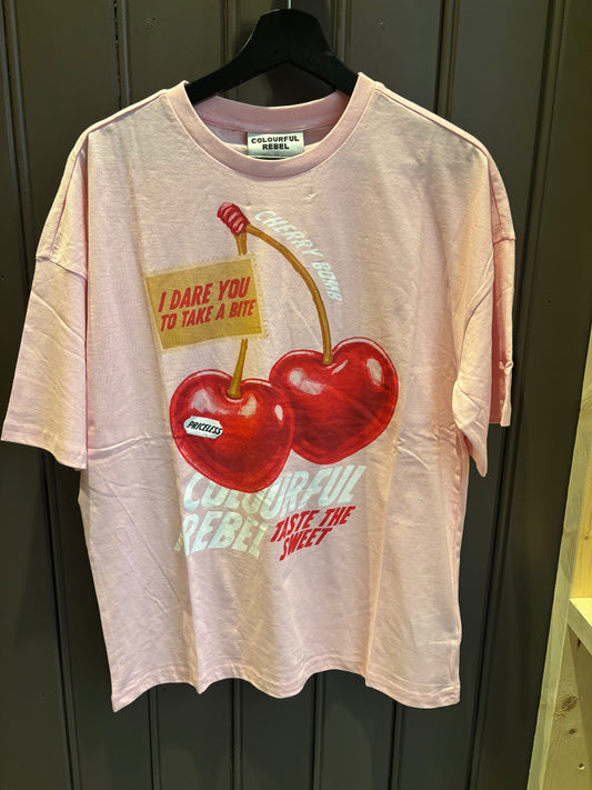 Colourful Rebel | Sweet Cherry Oversized Tee - Fresh Pink