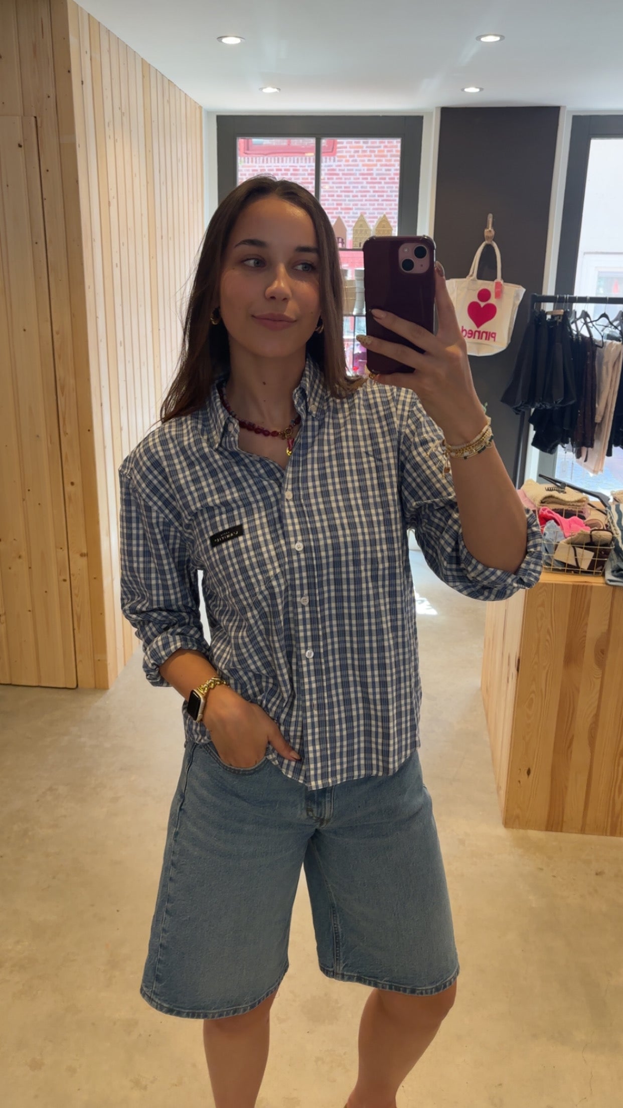 Haute l'Amitié | Button Down Mini Check Shirt - Off-White/ Pale Blue (HL10719)