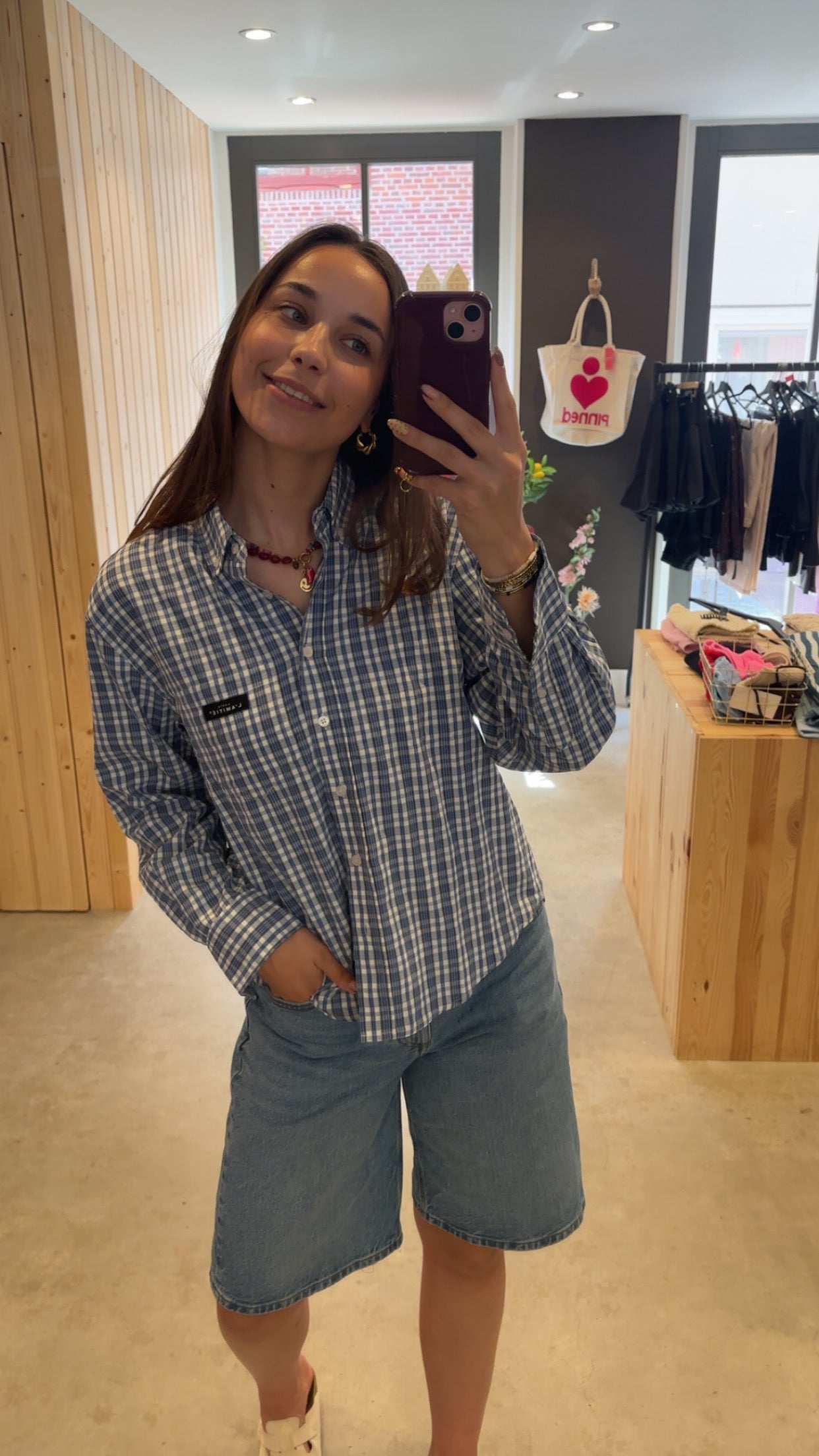 Haute l'Amitié | Button Down Mini Check Shirt - Off-White/ Pale Blue (HL10719)
