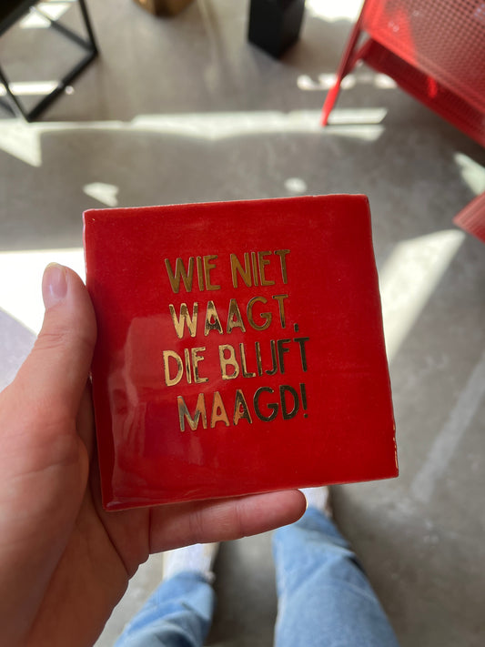 FÍ | Tegeltje (WIE NIET WAAGT, DIE BLIJFT MAAGD!)