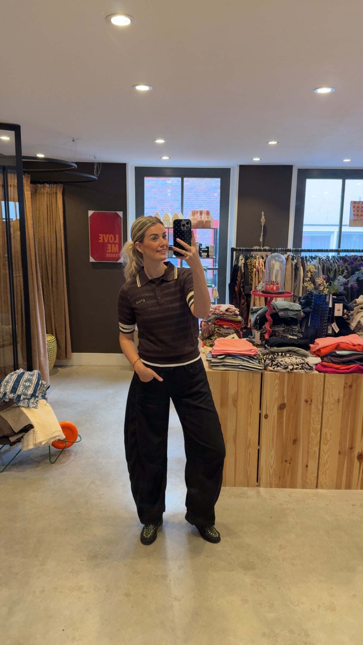 Co'Couture | LueCC Pointella Polo Knit - Dark Brown (11145)