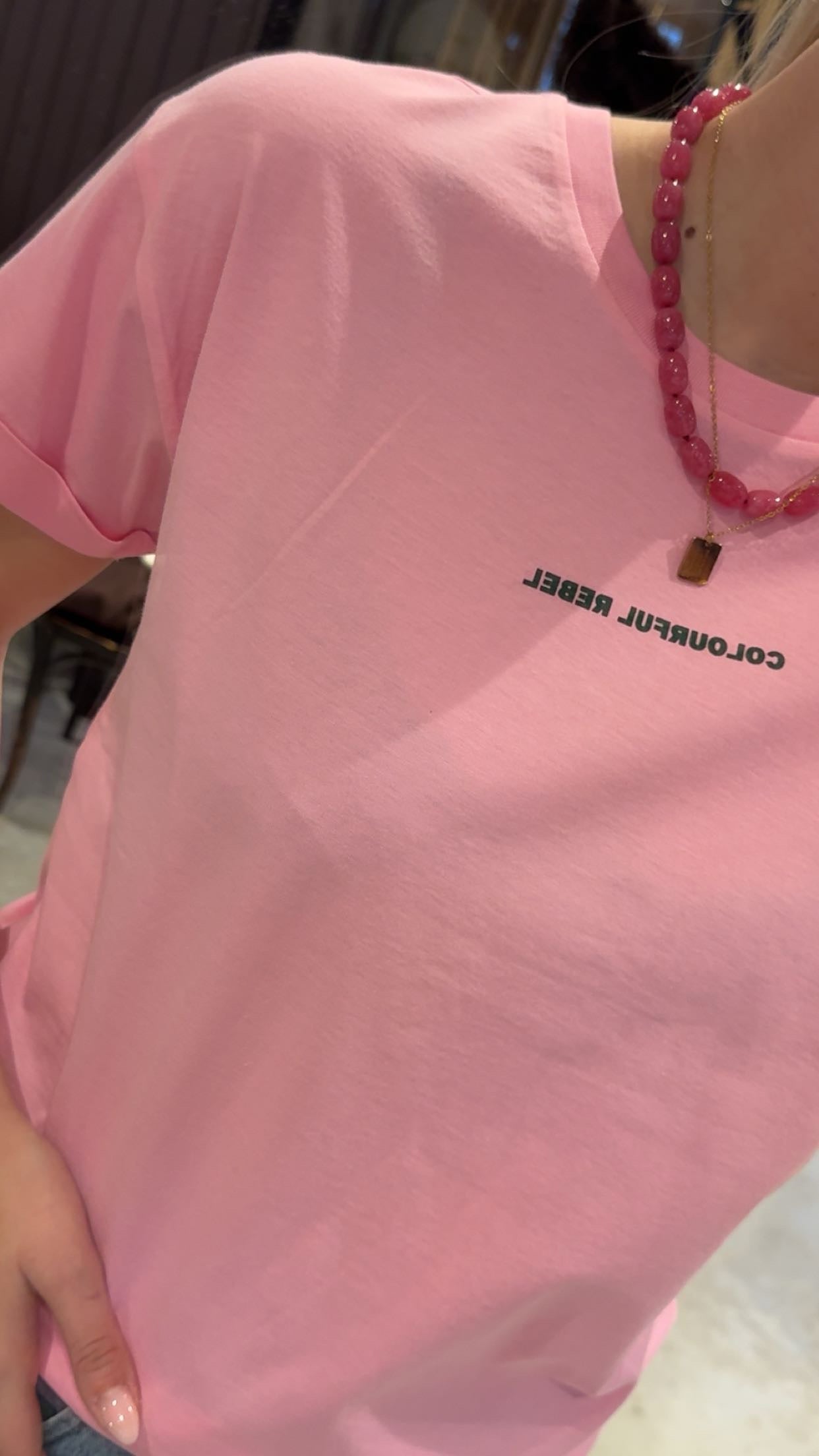 Colourful Rebel | Uni Logo Boxy Tee (WT117651) - Light Pink