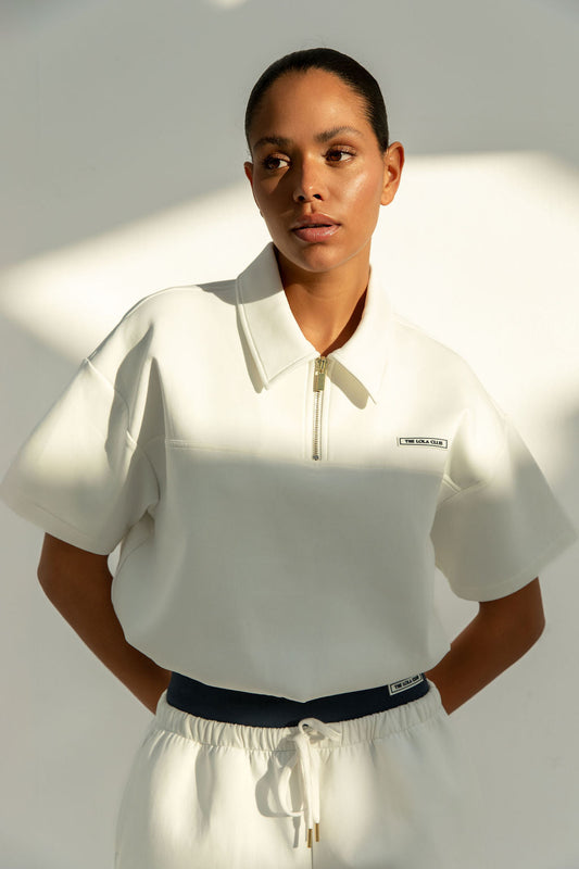 The Lola Club | Millie Polo Tee - Crispy White