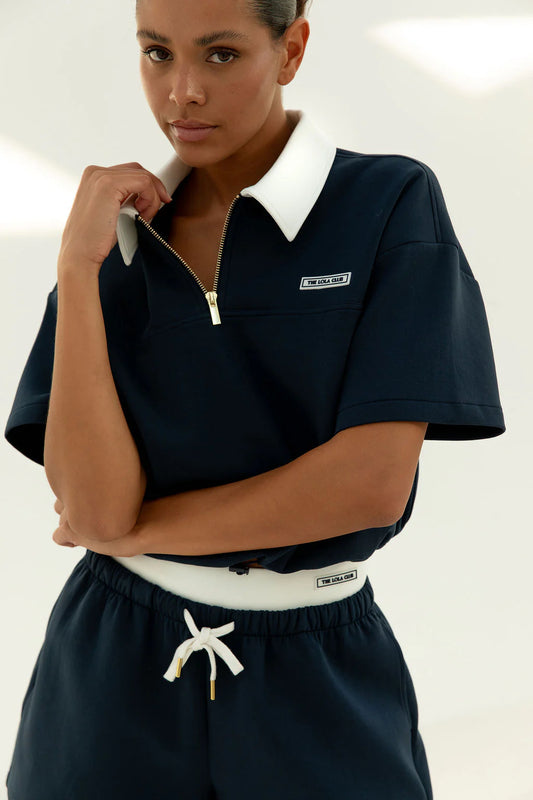 The Lola Club | Millie Polo Tee - Navy
