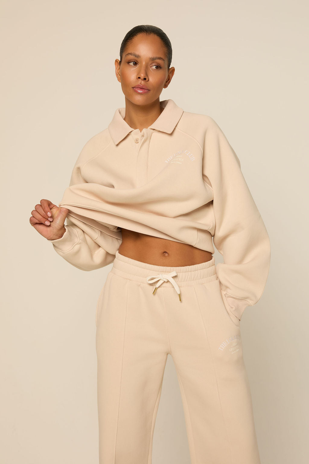 The Lola Club | Elbony Polo Sweater - Oatmilk