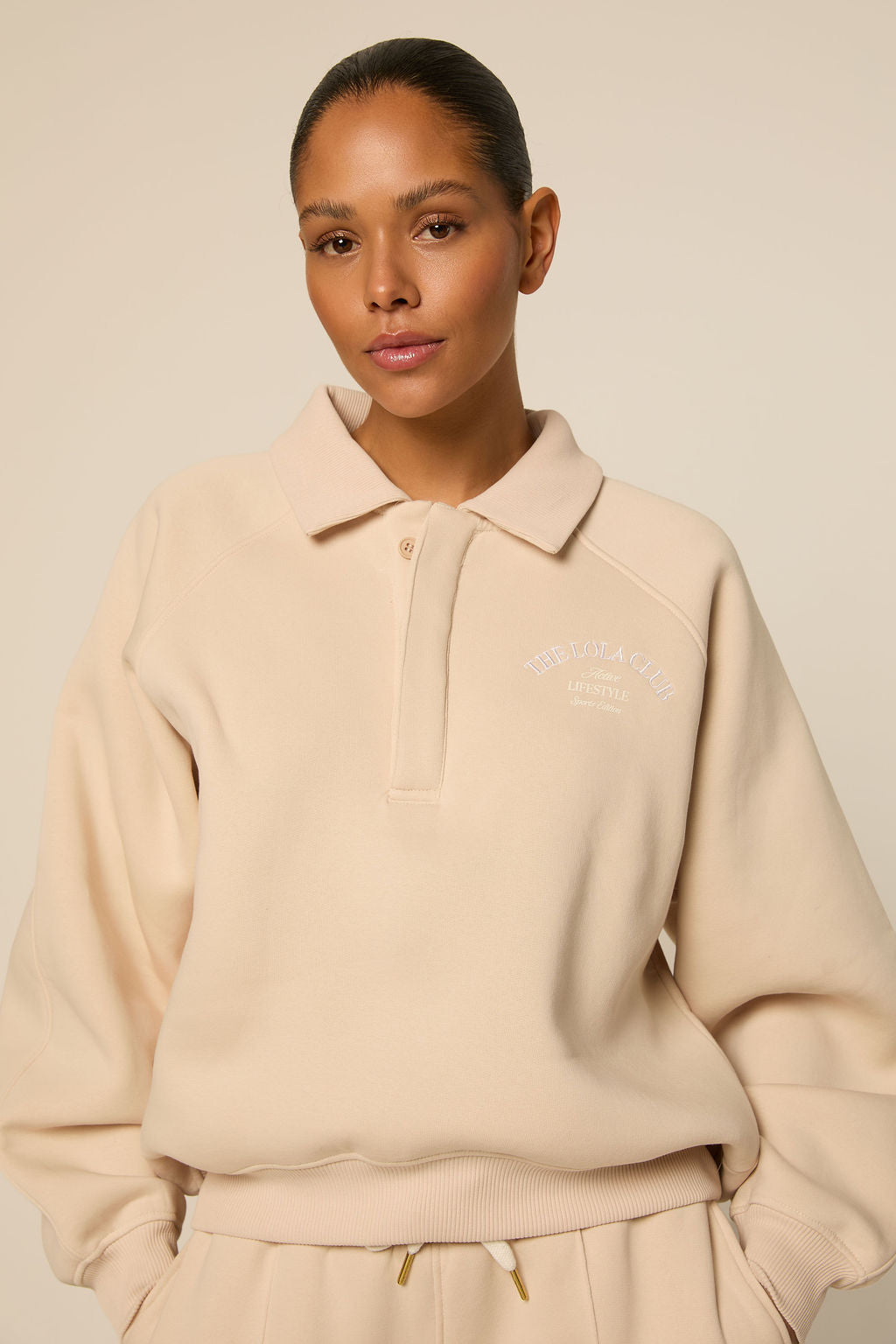 The Lola Club | Elbony Polo Sweater - Oatmilk