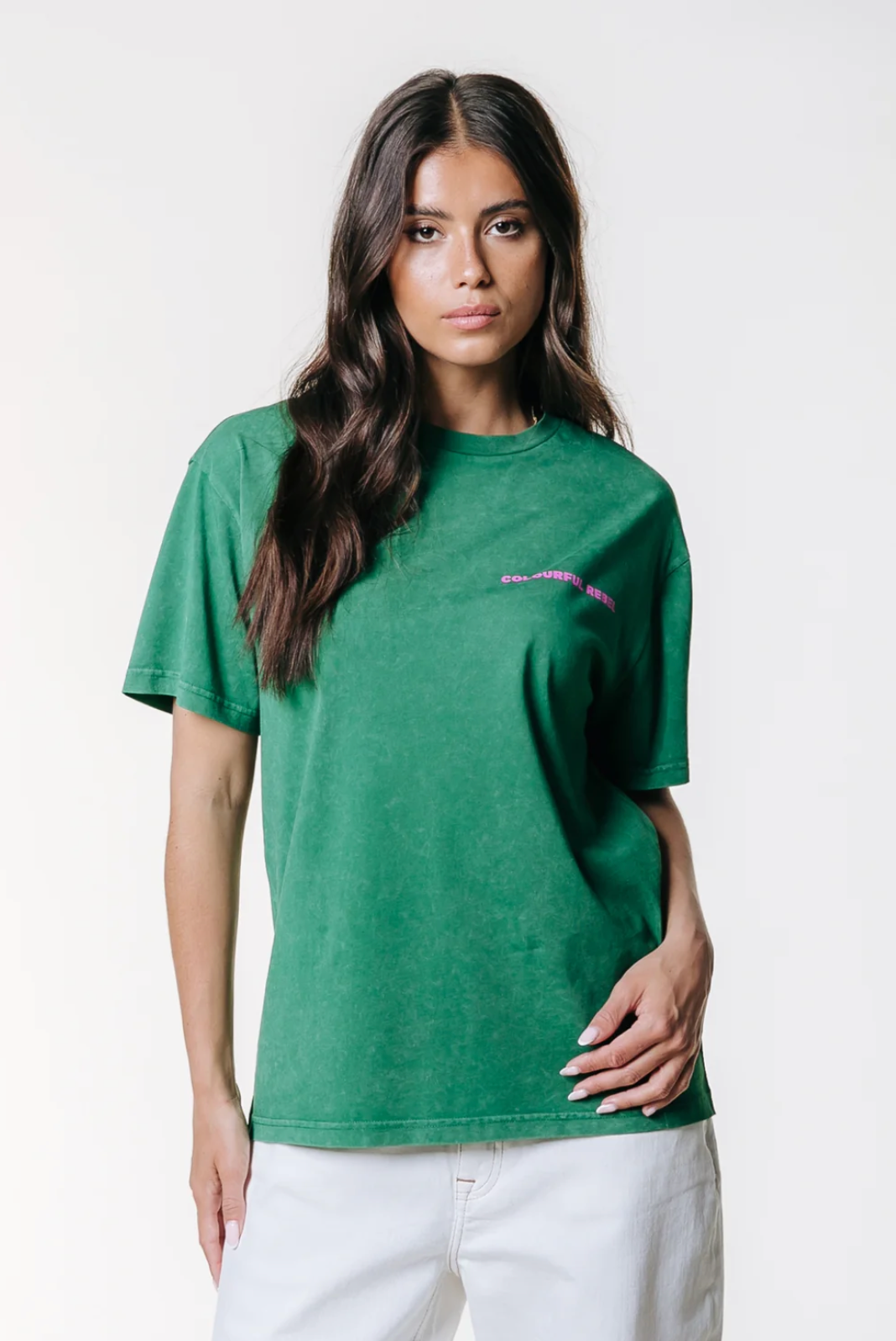 Colourful rebel | 76 Acid wash Tee | Off Green