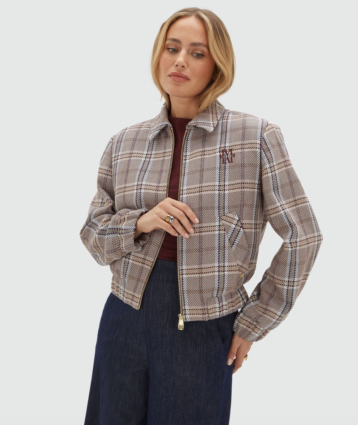 JOSH V | Pepper Oversized Jacket - Cognac Check