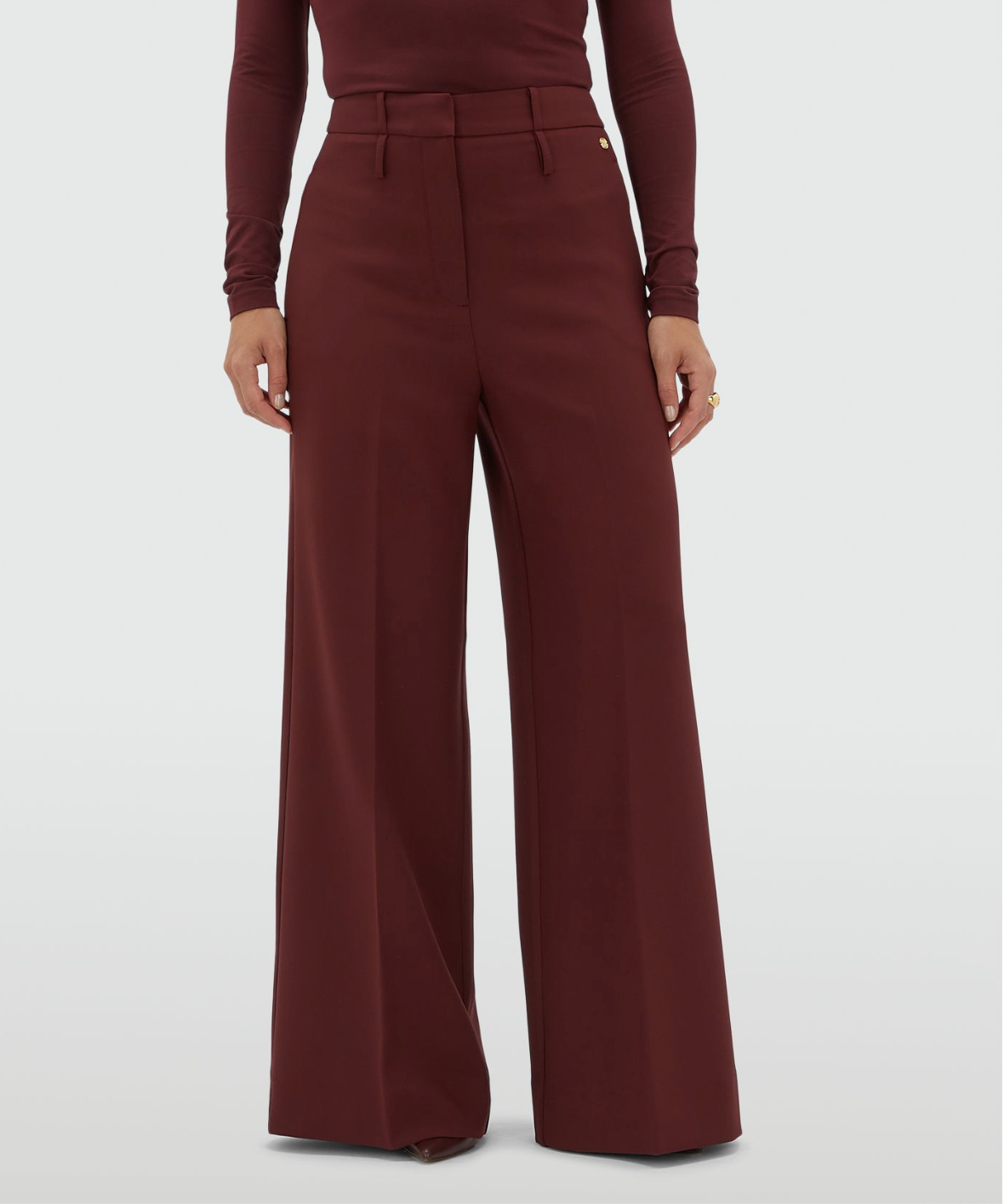 JOSH V | Sky High Waisted Wide Leg Pantalon - Burgundy