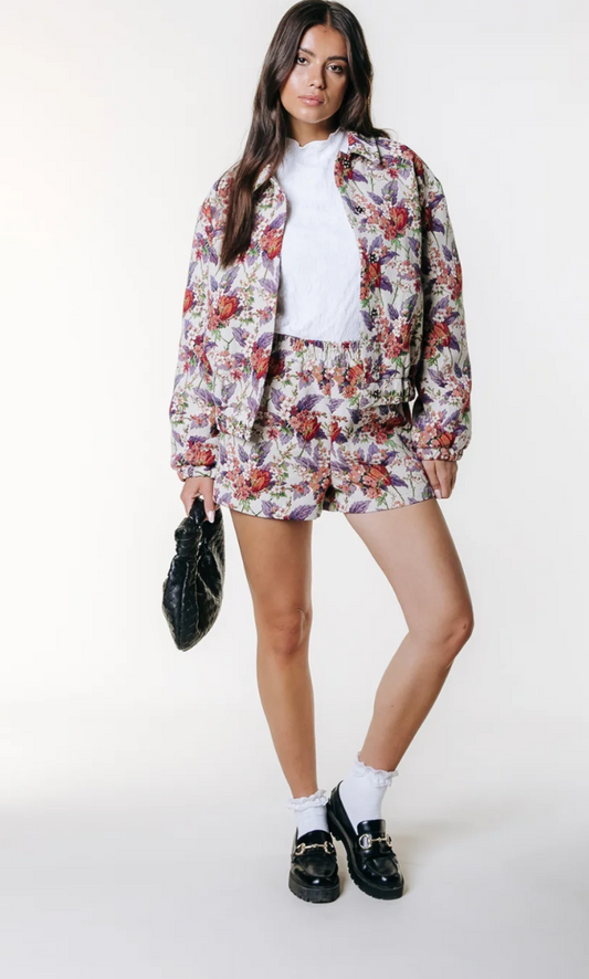 Colourful Rebel | Florance Floral Jacquard Short (WS317547) - Off White