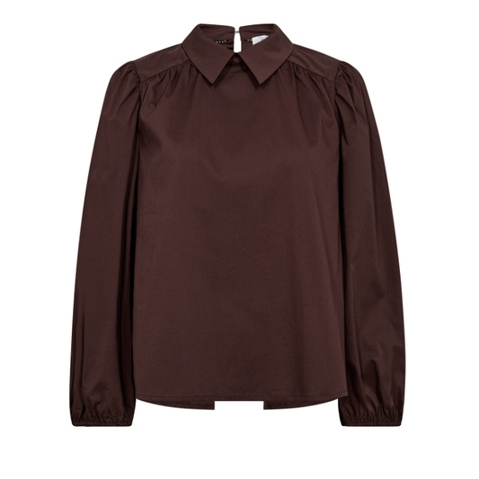 Co'couture | SannaCC Drawstring Blouse - Dark Brown