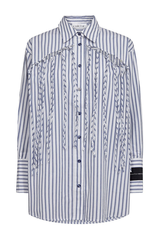 Haute l'Amitié | Striped Fringe Shirt - Blue/white (HL10522)