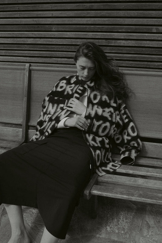 Penn & Ink | Jas AOP Zwart/Ecru - W24N1542