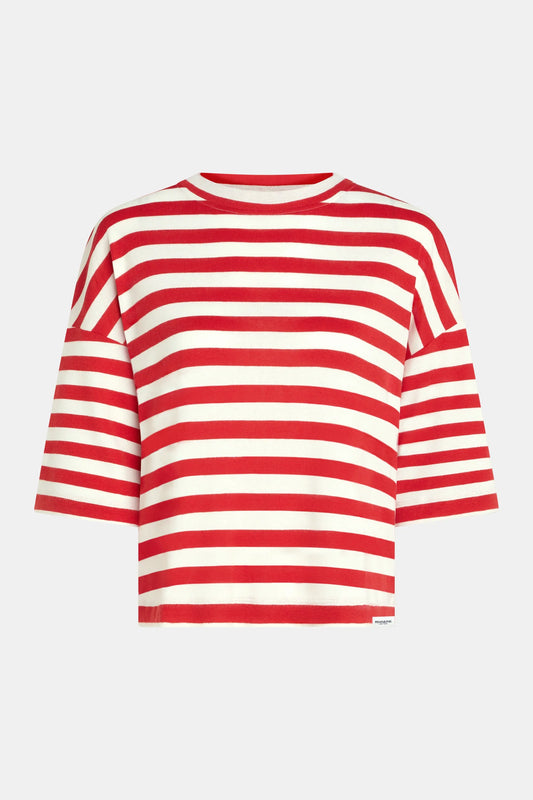 Penn&Ink | T-Shirt Stripe - Tomato/ecru