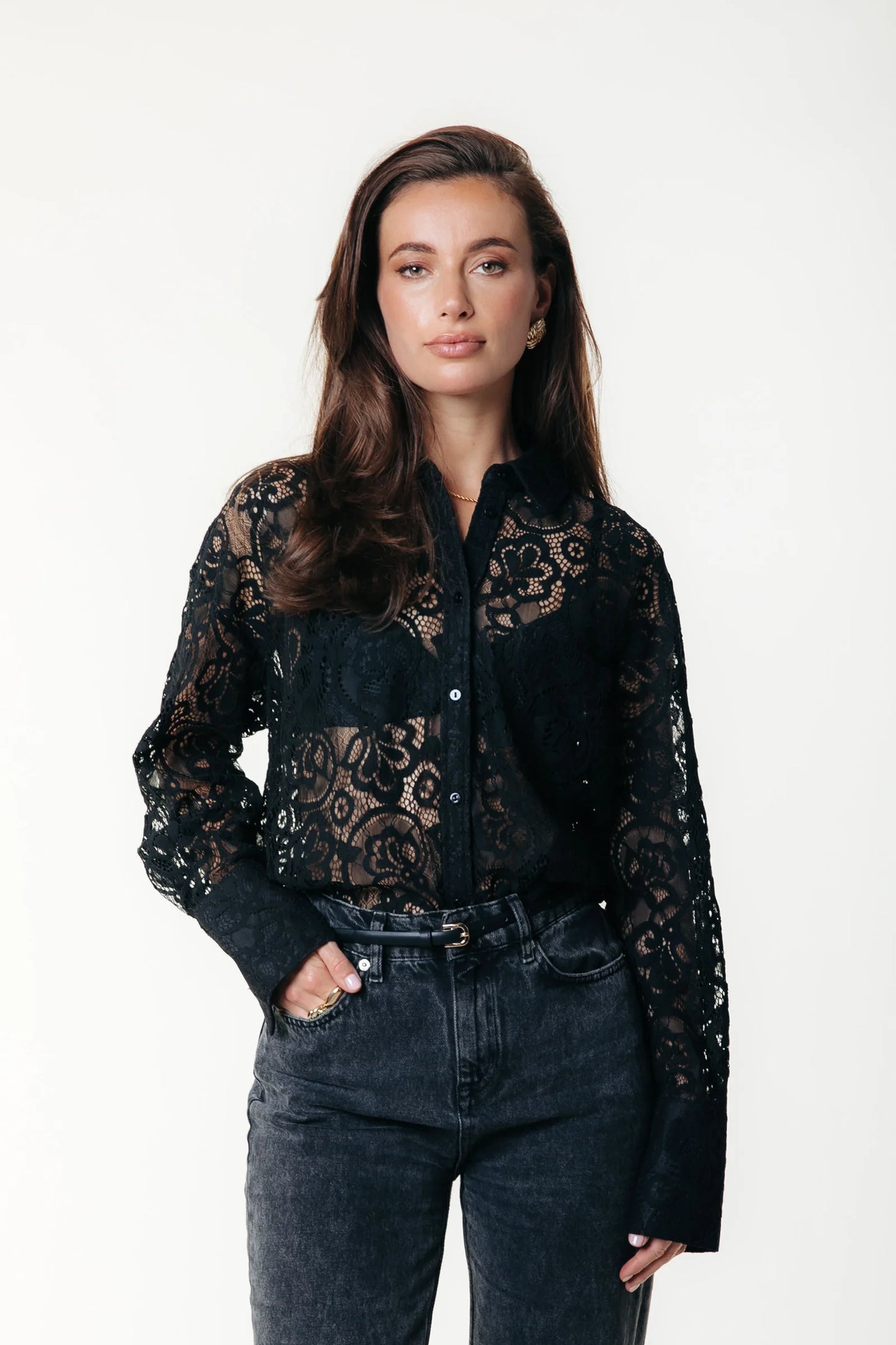colourful Rebel | Talia Rebel Lace Blouse - Black (WB117045)