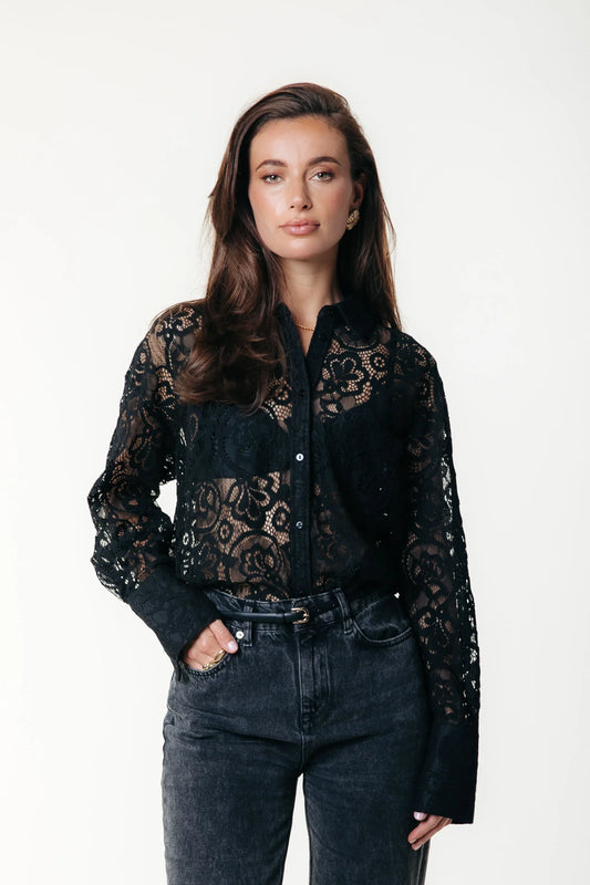 colourful Rebel | Talia Rebel Lace Blouse - Black (WB117045)