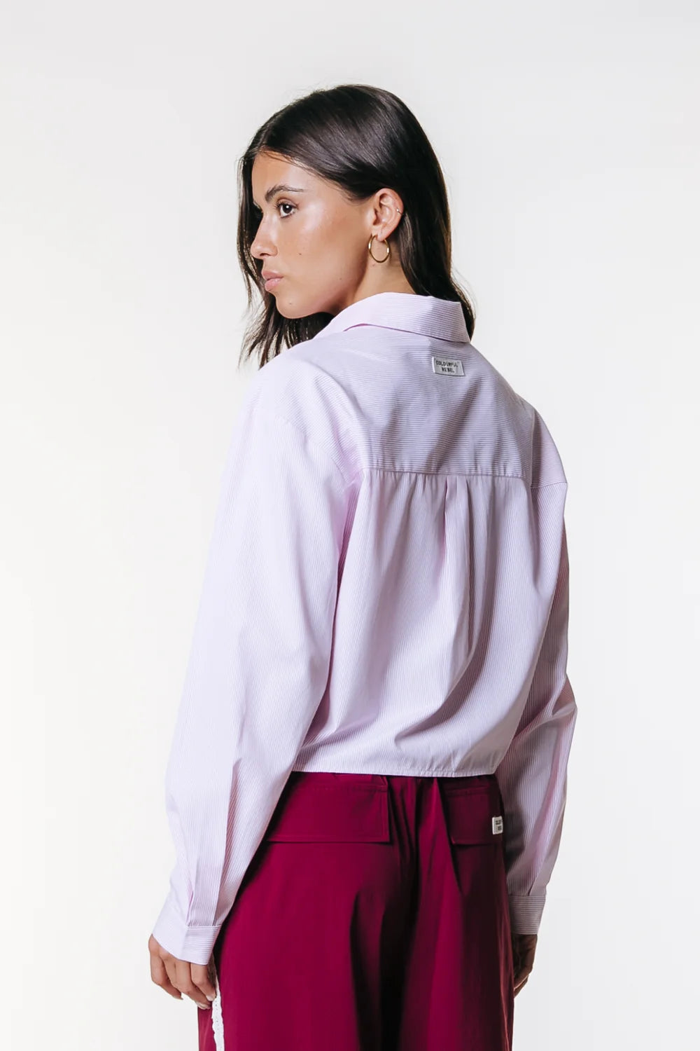 Colourful Rebel | Febe Striped Cropped Blouse - Soft Pink (WB117541)