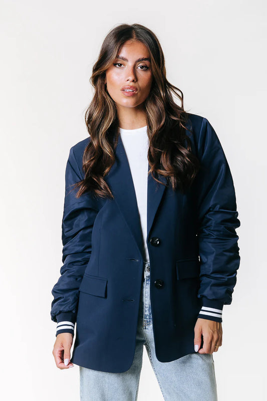 Colourful Rebel | Gemma Contrast Sleeve Blazer - Navy (WJ117054)