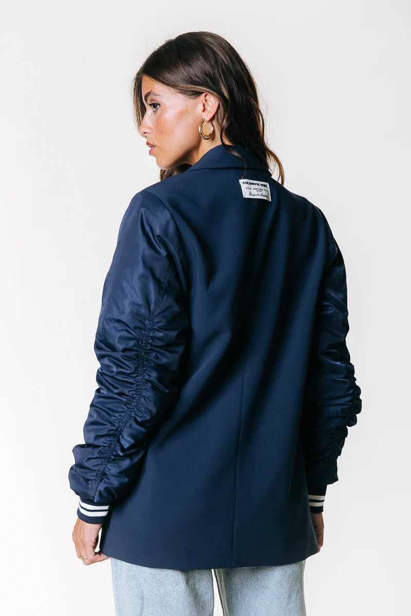 Colourful Rebel | Gemma Contrast Sleeve Blazer - Navy (WJ117054)