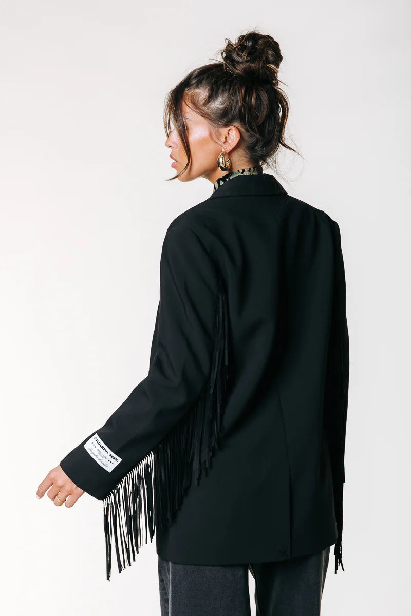 Colourful Rebel | Jesra Fringe Blazer - Black (WJ11720)