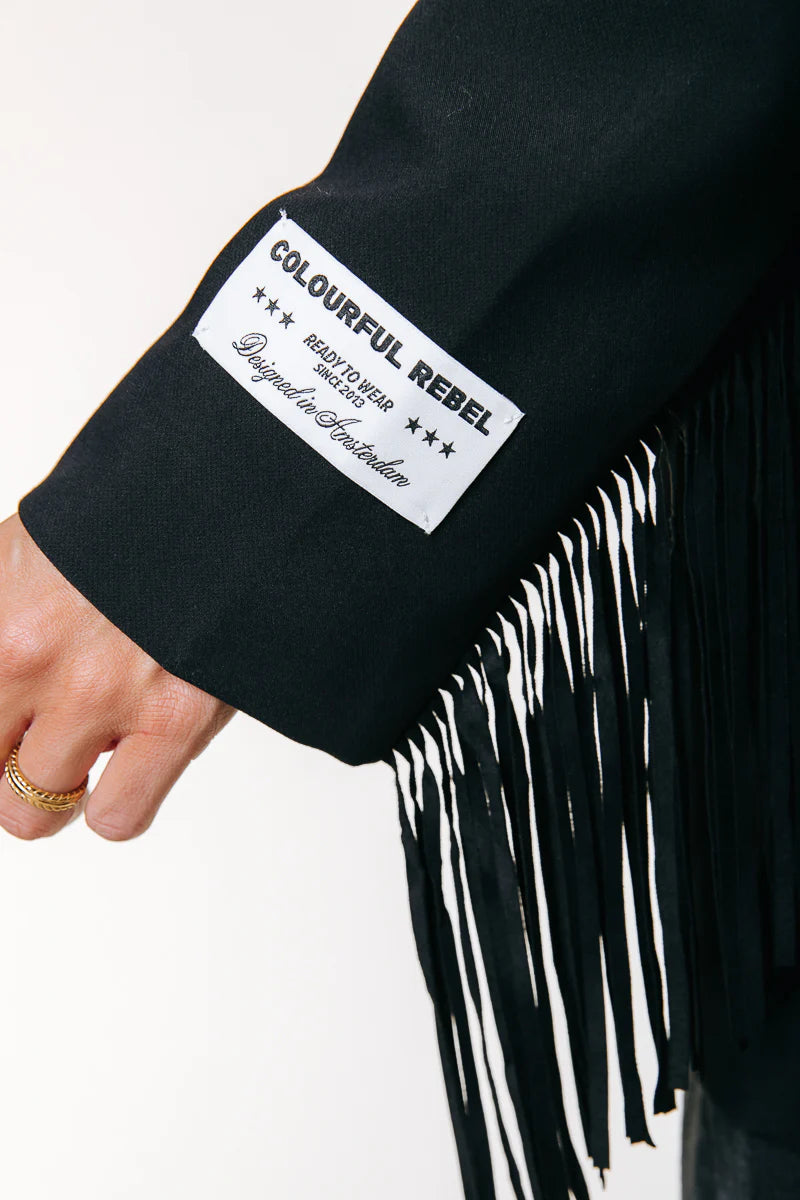 Colourful Rebel | Jesra Fringe Blazer - Black (WJ11720)