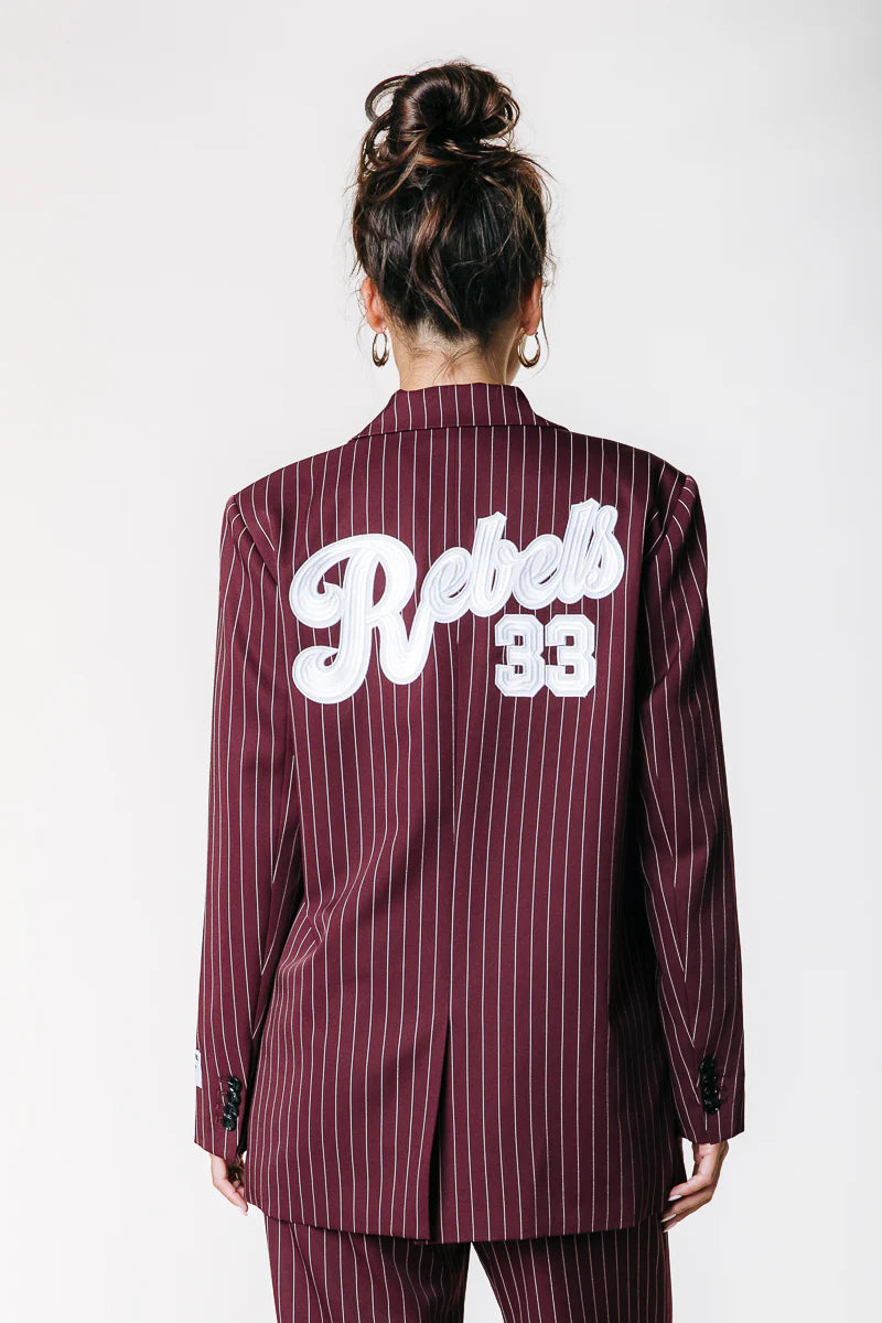 Colourful Rebel | Jesra pinstripe blazer - Merlot Red (WJ117219)