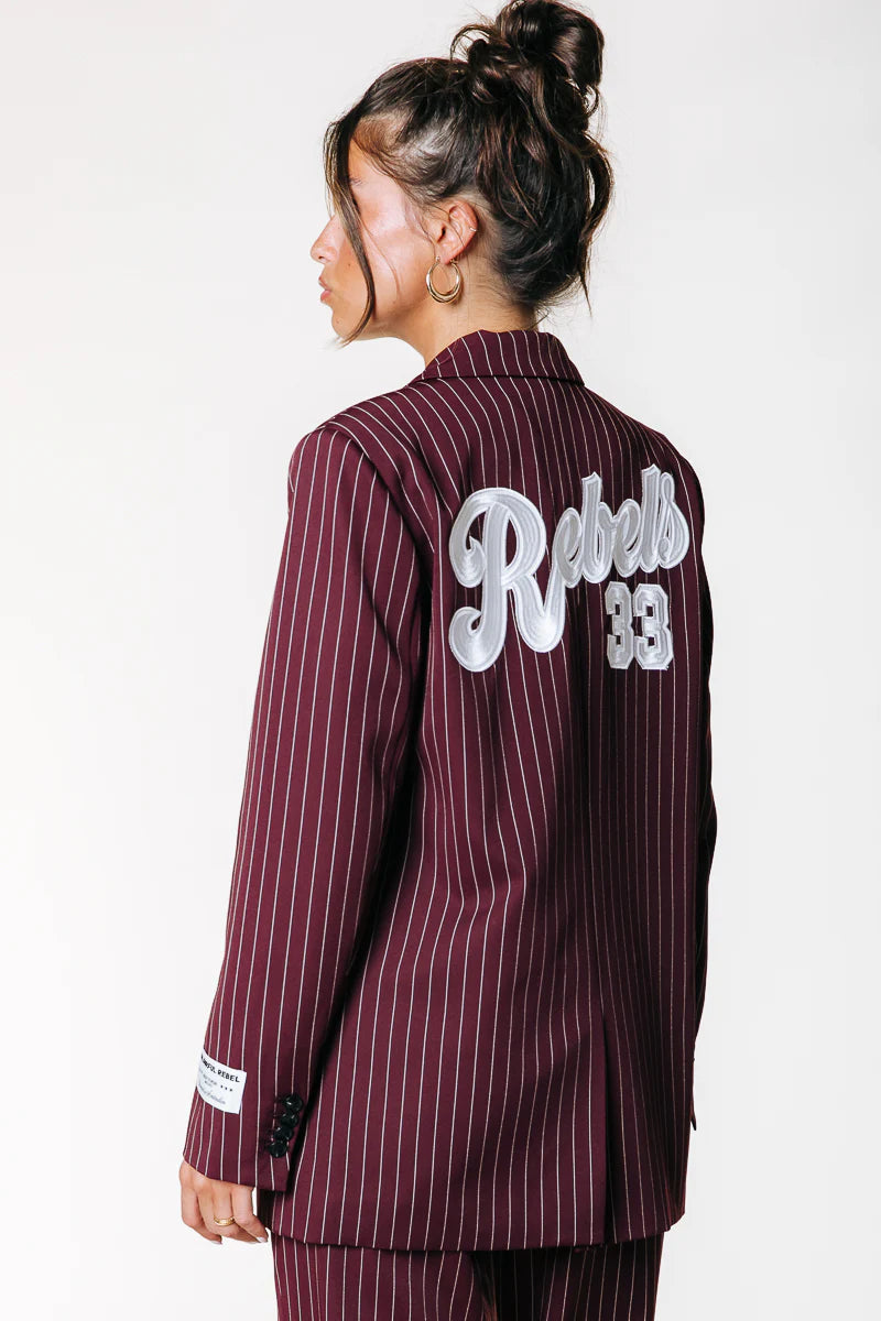 Colourful Rebel | Jesra pinstripe blazer - Merlot Red (WJ117219)
