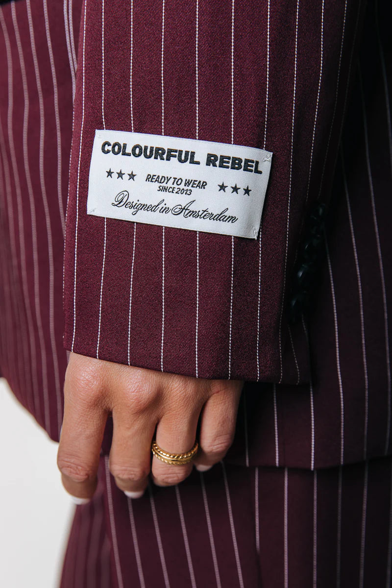 Colourful Rebel | Jesra pinstripe blazer - Merlot Red (WJ117219)