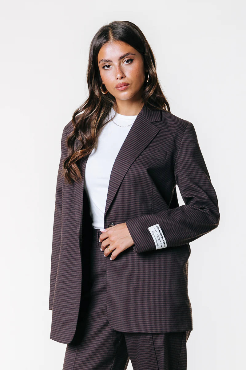 Colourful Rebel | Mimmi Solid Dogtooth Blazer - Brown (WJ117264)