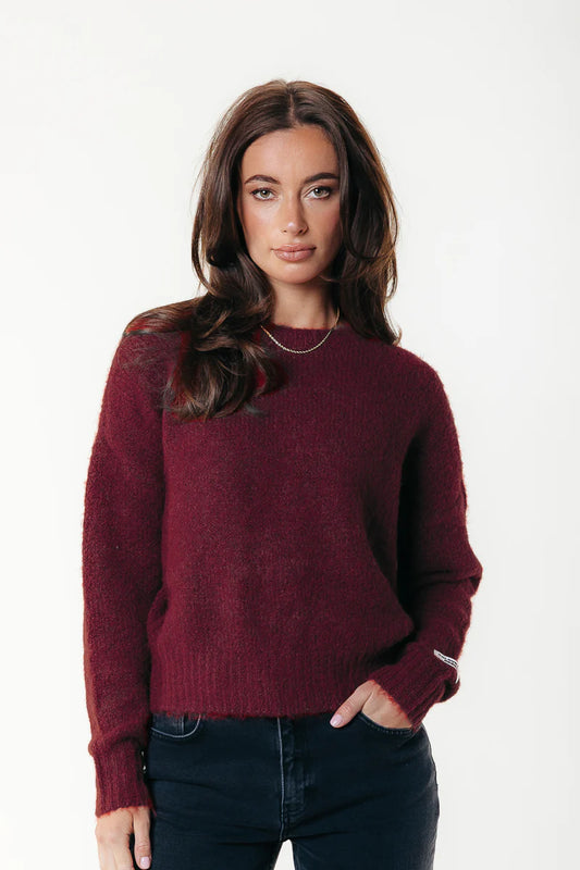 Colourful Rebel | Olivia Crewneck Knitted Sweater - Bordeaux