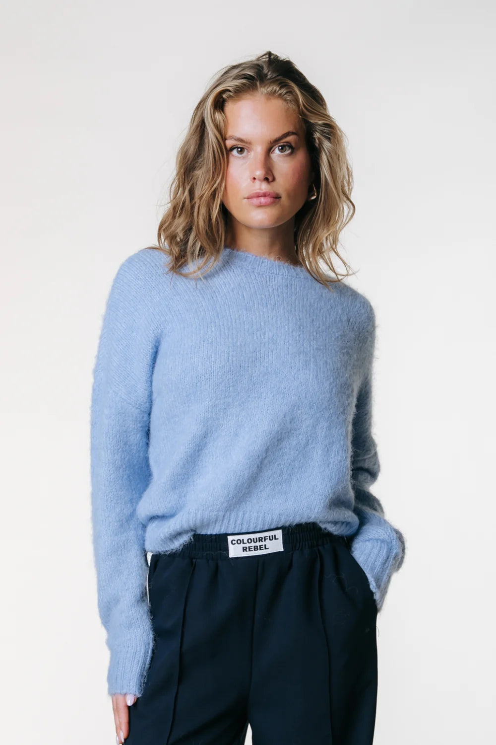 Colourful Rebel | Olivia Crewneck Knitted Sweater - (WK117655) Ice Blue