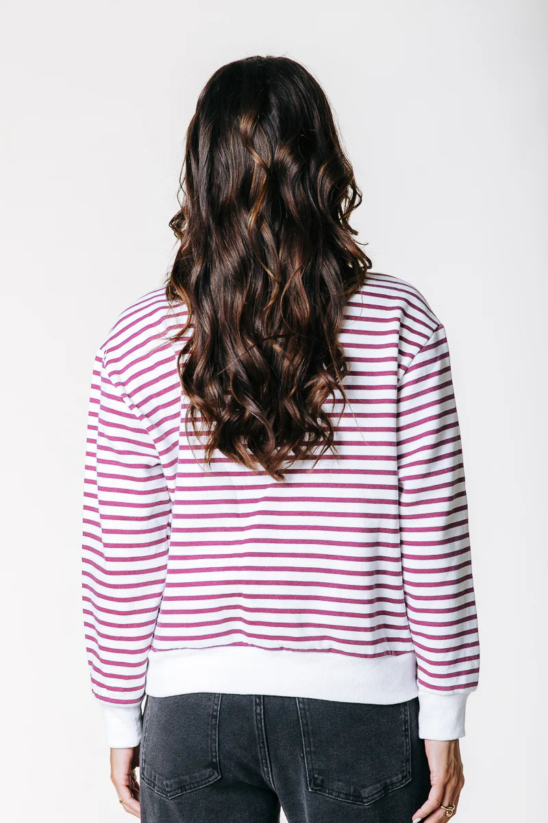Colourful Rebel | Striped Relaxed Zip Sweat - Off White