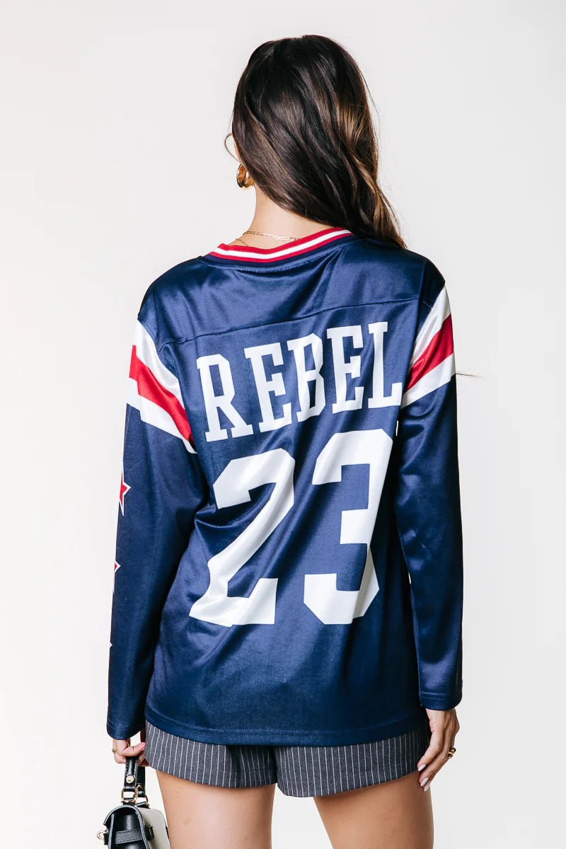 Colourful Rebel | Kayla Football Tee - Canal Blue (WT117005)