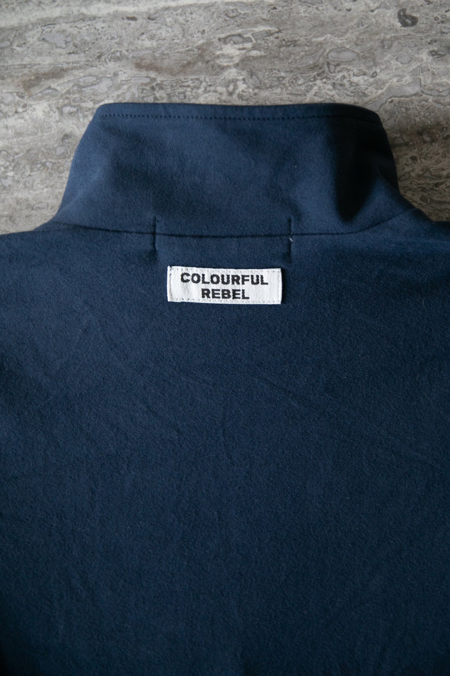 Colourful Rebel | Uni Logo Fitted Zip Turtleneck Top - Peacoat Blue