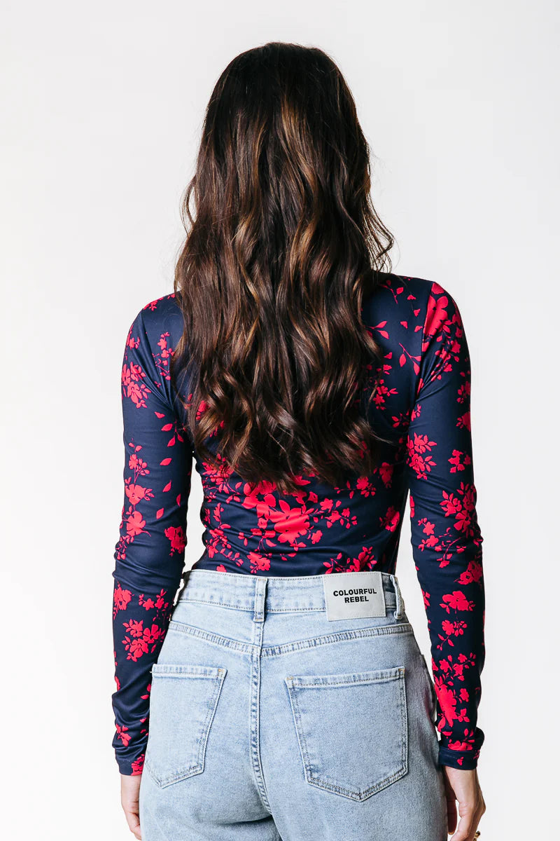 Colourful Rebel | Neyo Flower Peached Top - Warm Red (WT217173)