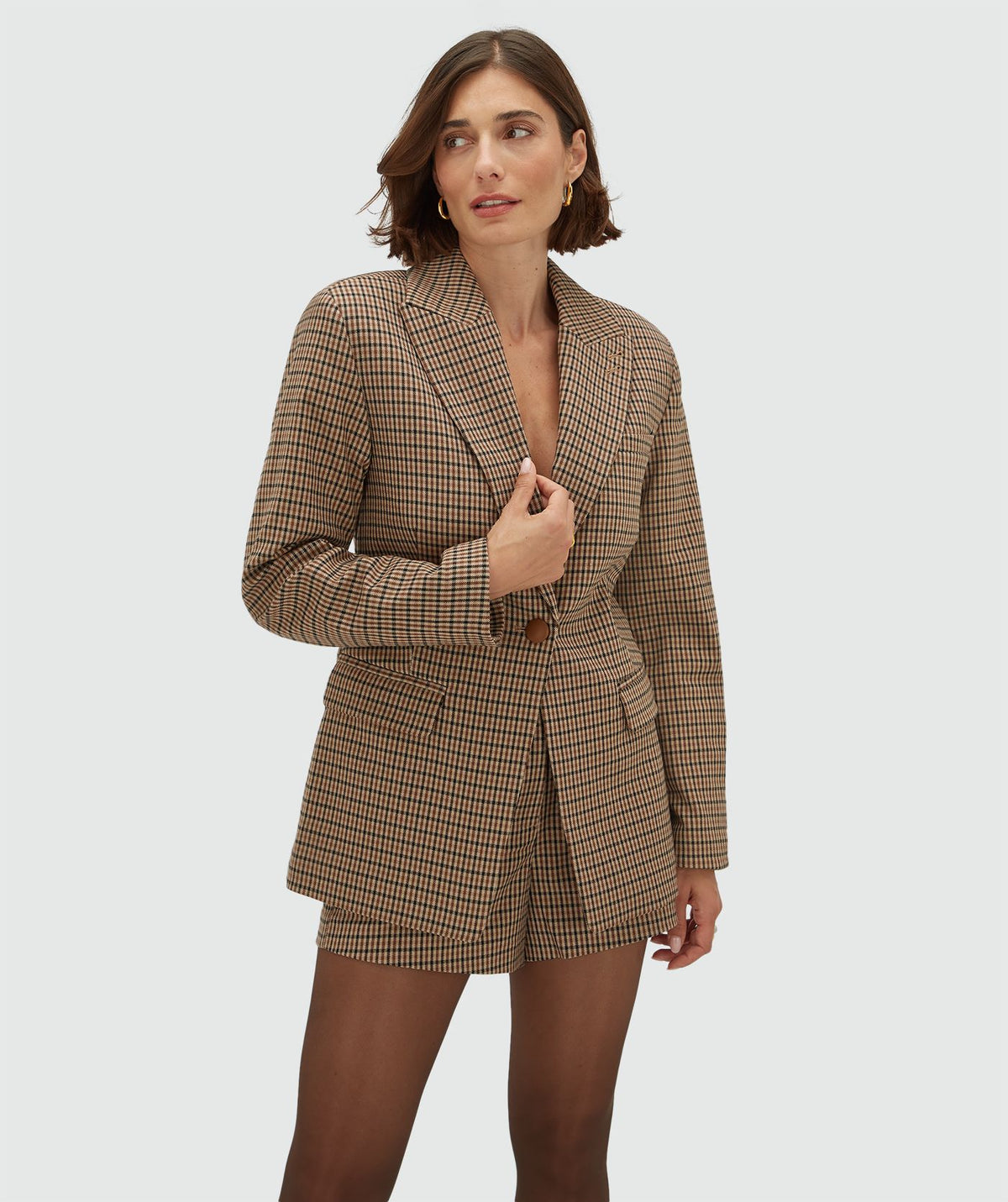 JOSH V | Beryl Getailleerde Blazer - Brown Check