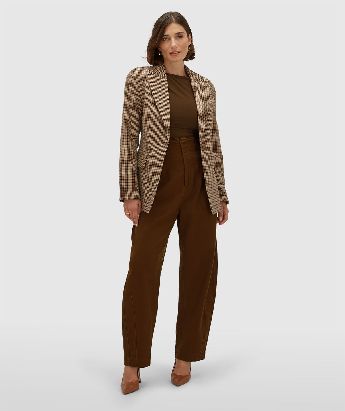 JOSH V | Beryl Getailleerde Blazer - Brown Check