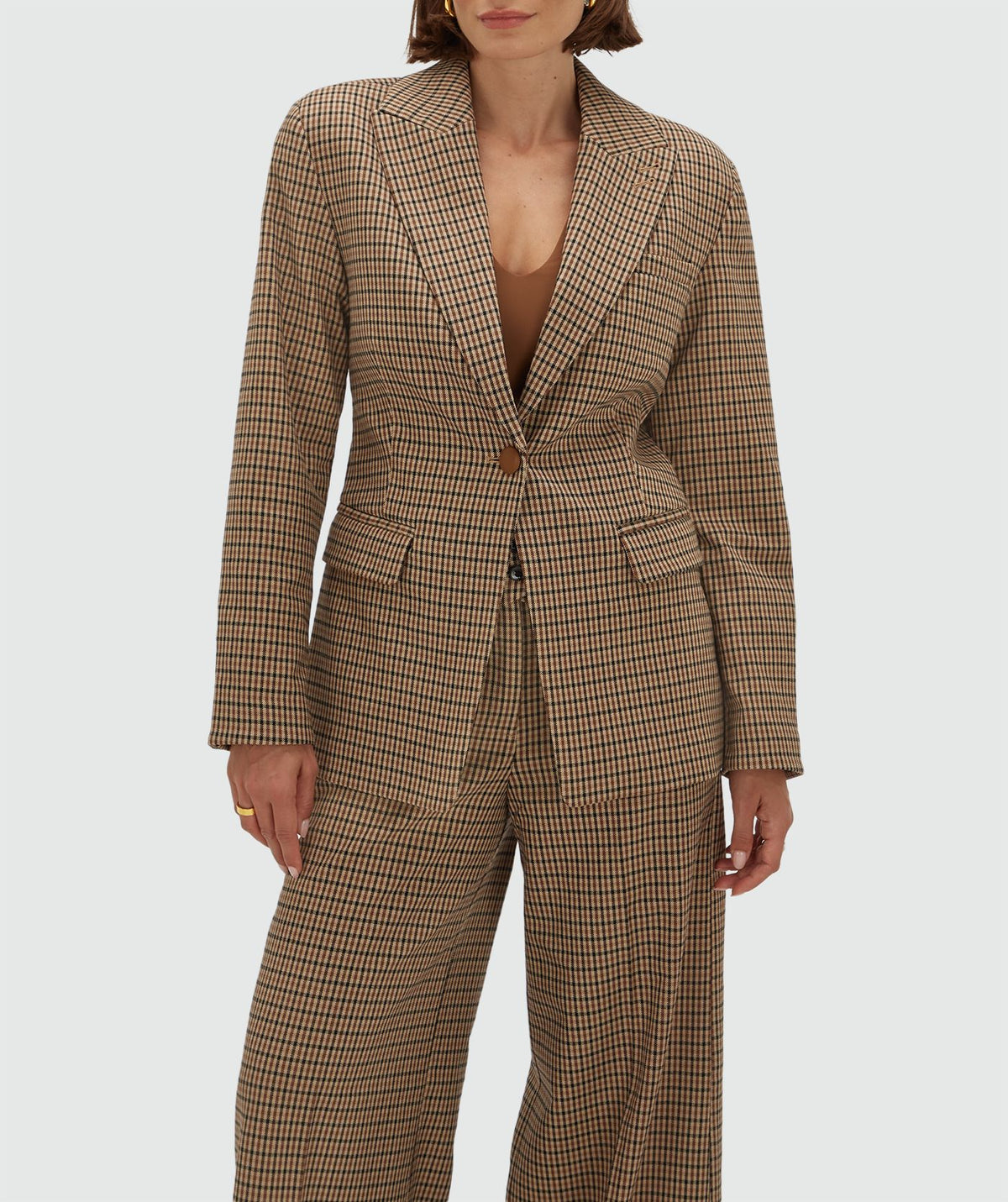 JOSH V | Beryl Getailleerde Blazer - Brown Check