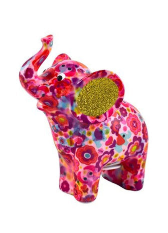 Pomme Pidou | Spaarpot Elephant Darcy - Roze bloemen