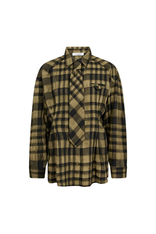 Co'Couture | KyelCC Check Tie Pleat Shirt - Army