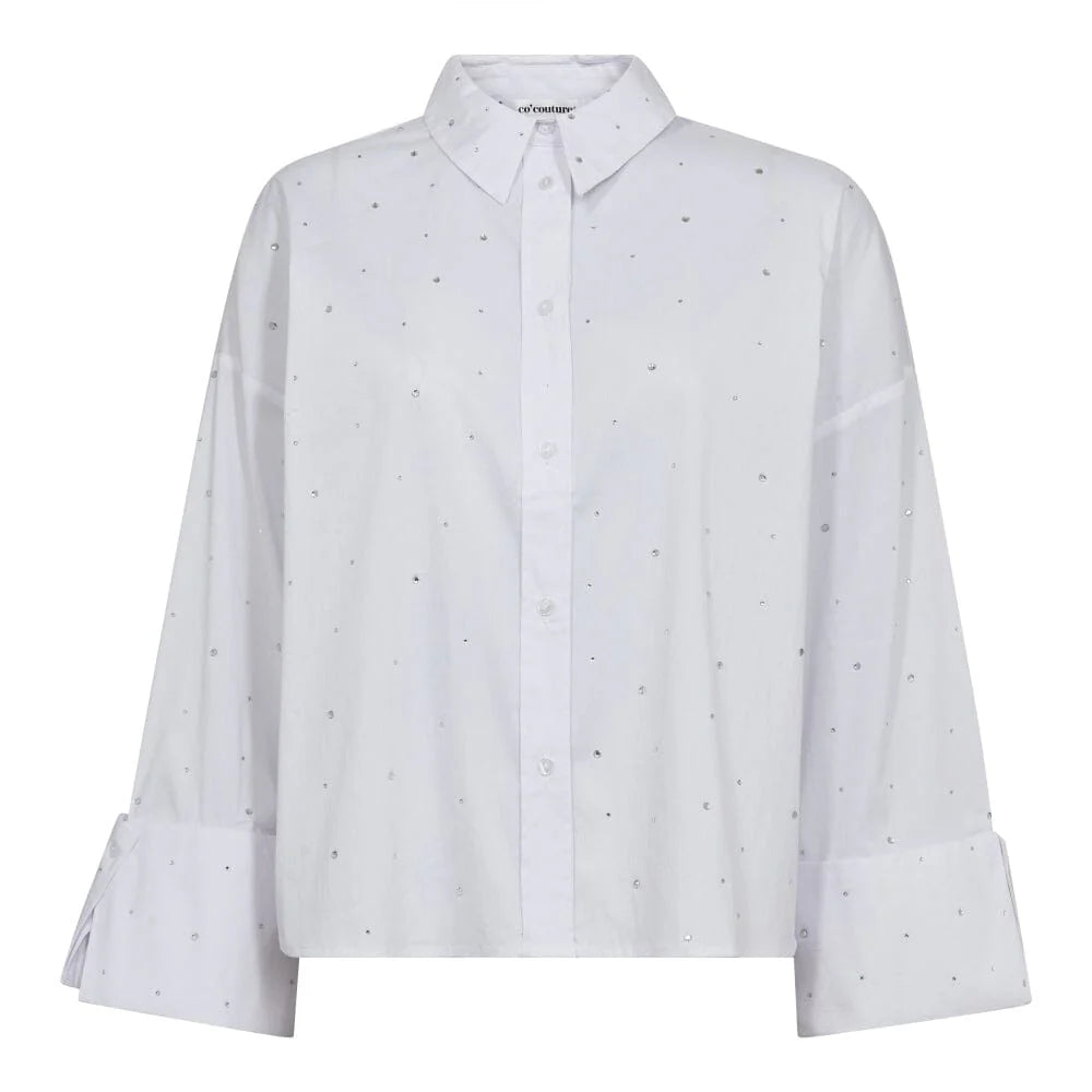 Co'Couture || LeniCC Wide Cuff Stone Shirt - White